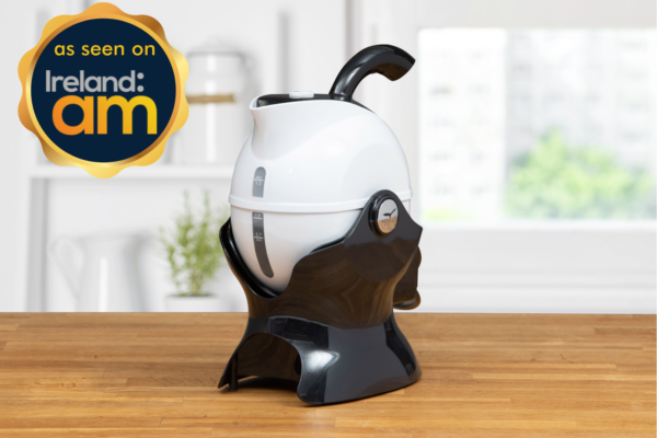 Black and White Uccello Kettle with as seen on Ireland AM badge