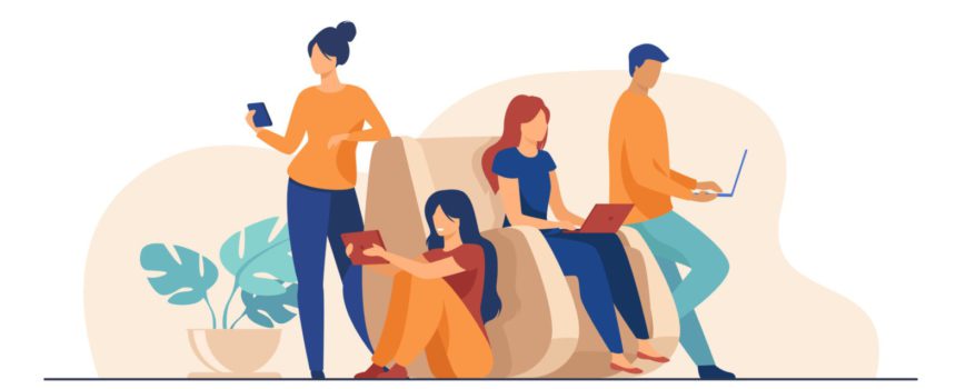Digital device users spending time together