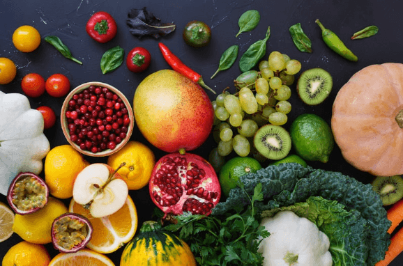 colourful fruit and vegetables